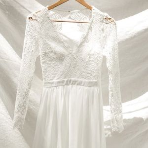 Awaken My Love White Long Sleeve Lace Maxi Dress